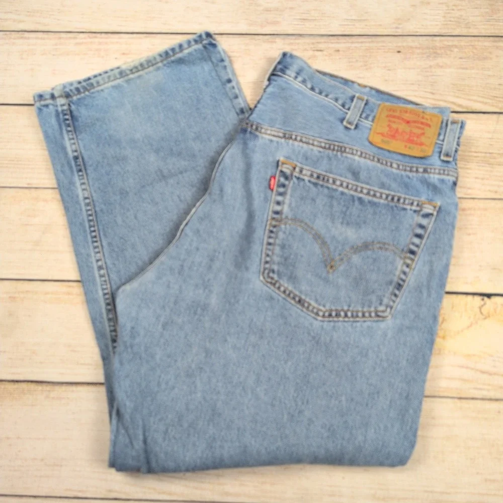 Levi's 505 Regular Fit Men's Jeans‎ W42 L30 Light Wash Classic Denim